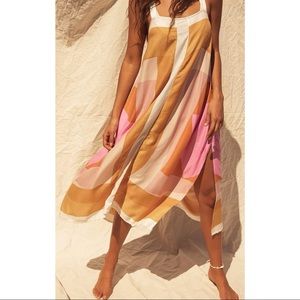 Miranda White Multi Geometric Print Midi Dress